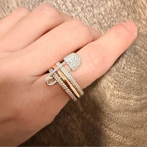 APM Monaco Triple Hoop Safety Pin Ring - Size 6